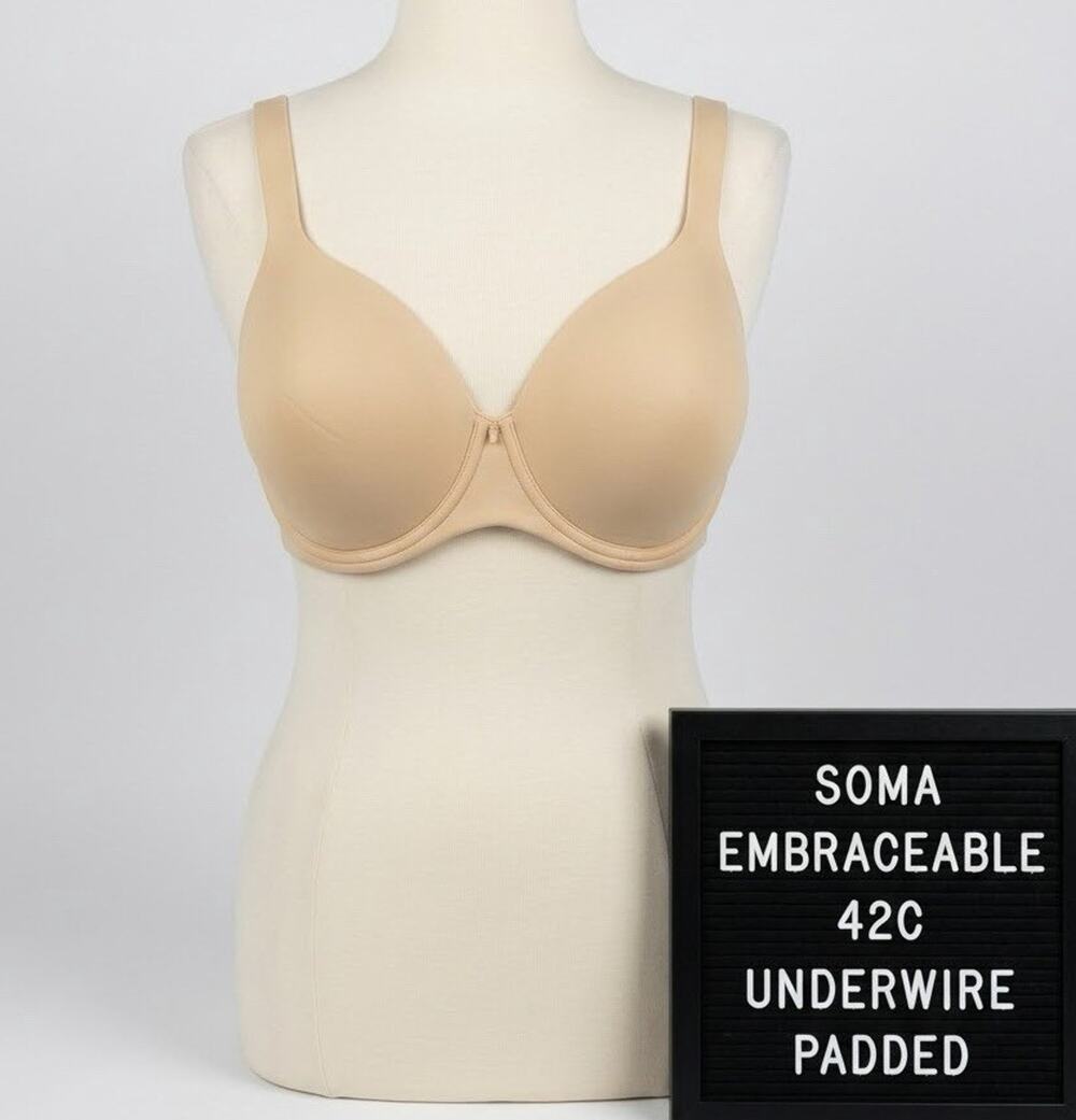 Soma 42C Embraceable Full Coverage Underwire Bra #111703 Beige Nude Padded